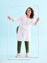 Load image into Gallery viewer, Go Colors Dark Olive Cotton Stretch Kurti Pants
