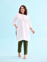 Load image into Gallery viewer, Go Colors Dark Olive Cotton Stretch Kurti Pants
