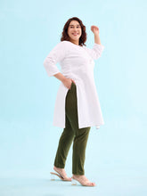 Load image into Gallery viewer, Go Colors Dark Olive Cotton Stretch Kurti Pants
