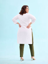 Load image into Gallery viewer, Go Colors Dark Olive Cotton Stretch Kurti Pants
