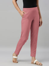 Load image into Gallery viewer, Go Colors Dusty Rose Cotton Stretch Kurti Pants
