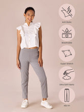 Load image into Gallery viewer, Go Colors Ebony Grey Cotton Stretch Kurti Pants
