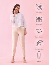 Load image into Gallery viewer, Go Colors Ecru Cotton Stretch Kurti Pants
