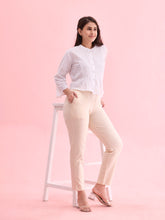 Load image into Gallery viewer, Go Colors Ecru Cotton Stretch Kurti Pants
