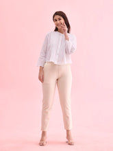 Load image into Gallery viewer, Go Colors Ecru Cotton Stretch Kurti Pants
