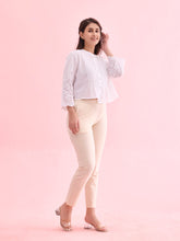 Load image into Gallery viewer, Go Colors Ecru Cotton Stretch Kurti Pants
