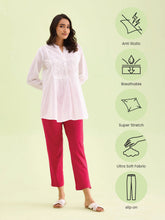 Load image into Gallery viewer, Go Colors Fuchsia Cotton Stretch Kurti Pants
