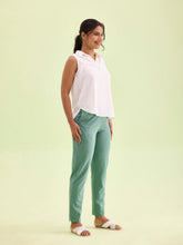 Load image into Gallery viewer, Go Colors Leaf Green Cotton Stretch Kurti Pants
