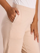 Load image into Gallery viewer, Go Colors Light Beige Cotton Stretch Kurti Pants

