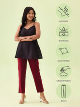 Load image into Gallery viewer, Go Colors Maroon Cotton Stretch Kurti Pants
