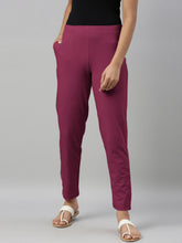 Load image into Gallery viewer, Go Colors Medium Violet Cotton Stretch Kurti Pants
