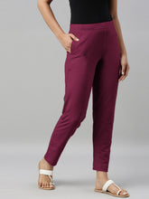 Load image into Gallery viewer, Go Colors Medium Violet Cotton Stretch Kurti Pants
