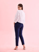 Load image into Gallery viewer, Go Colors Navy Cotton Stretch Kurti Pants
