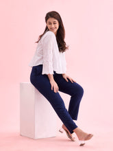 Load image into Gallery viewer, Go Colors Navy Cotton Stretch Kurti Pants
