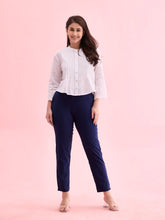 Load image into Gallery viewer, Go Colors Navy Cotton Stretch Kurti Pants
