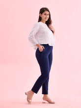 Load image into Gallery viewer, Go Colors Navy Cotton Stretch Kurti Pants
