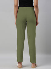 Load image into Gallery viewer, Go Colors Olive Green Cotton Stretch Kurti Pants
