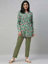 Load image into Gallery viewer, Go Colors Olive Green Cotton Stretch Kurti Pants
