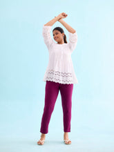 Load image into Gallery viewer, Go Colors Plum Cotton Stretch Kurti Pants
