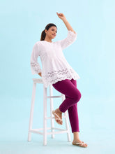 Load image into Gallery viewer, Go Colors Plum Cotton Stretch Kurti Pants
