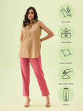 Load image into Gallery viewer, Go Colors Rusty Pink Cotton Stretch Kurti Pants
