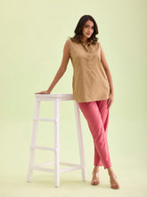 Load image into Gallery viewer, Go Colors Rusty Pink Cotton Stretch Kurti Pants
