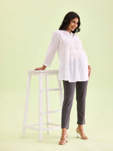 Load image into Gallery viewer, Go Colors Silver Grey Cotton Stretch Kurti Pants
