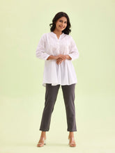 Load image into Gallery viewer, Go Colors Silver Grey Cotton Stretch Kurti Pants
