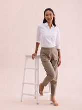Load image into Gallery viewer, Go Colors Beige Linen Ikat Pencil Pant
