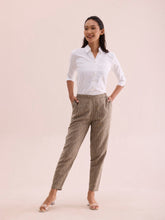Load image into Gallery viewer, Go Colors Beige Linen Ikat Pencil Pant
