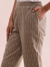 Load image into Gallery viewer, Go Colors Beige Linen Ikat Pencil Pant
