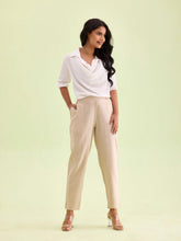 Load image into Gallery viewer, Go Colors Beige Cotton Stripe Pencil Pants
