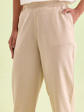 Load image into Gallery viewer, Go Colors Beige Cotton Stripe Pencil Pants
