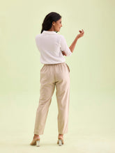 Load image into Gallery viewer, Go Colors Beige Cotton Stripe Pencil Pants

