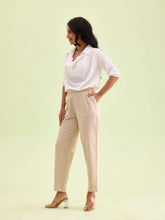 Load image into Gallery viewer, Go Colors Beige Cotton Stripe Pencil Pants
