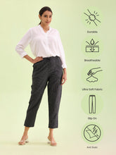 Load image into Gallery viewer, Go Colors Black Cotton Stripe Pencil Pants
