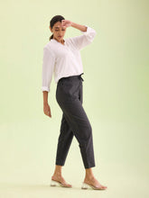 Load image into Gallery viewer, Go Colors Black Cotton Stripe Pencil Pants
