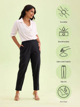 Load image into Gallery viewer, Go Colors Black Cotton Stripe Pencil Pants
