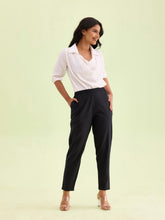 Load image into Gallery viewer, Go Colors Black Cotton Stripe Pencil Pants
