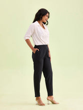 Load image into Gallery viewer, Go Colors Black Cotton Stripe Pencil Pants
