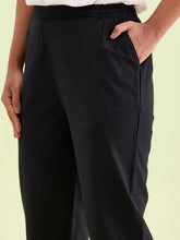 Load image into Gallery viewer, Go Colors Black Cotton Stripe Pencil Pants
