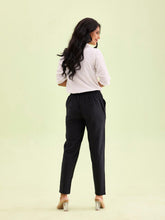 Load image into Gallery viewer, Go Colors Black Cotton Stripe Pencil Pants
