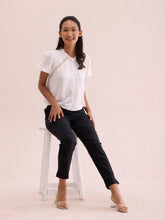 Load image into Gallery viewer, Go Colors Black Cotton Pencil Pant
