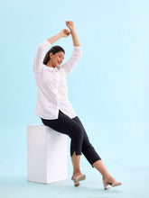 Load image into Gallery viewer, Go Colors Black Cotton Cropped Pencil Pant
