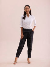 Load image into Gallery viewer, Go Colors Black Linen Ikat Pencil Pant

