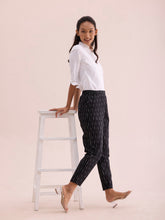 Load image into Gallery viewer, Go Colors Black Linen Ikat Pencil Pant
