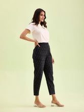 Load image into Gallery viewer, Go Colors Black Linen Ikat Pencil Pant
