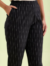 Load image into Gallery viewer, Go Colors Black Linen Ikat Pencil Pant
