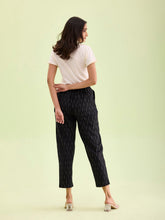 Load image into Gallery viewer, Go Colors Black Linen Ikat Pencil Pant
