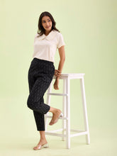 Load image into Gallery viewer, Go Colors Black Linen Ikat Pencil Pant
